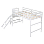 ZUN Twin Loft Bed with Platform, ladder,White W50482276