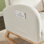 ZUN High Back Side Bag Flannelette Wood Indoor Rocking Chair Beige 03206398