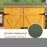 ZUN Outdoor Storage Shed with Lockable Door, Wooden Tool Storage Shed with Detachable Shelves and Pitch 28814055