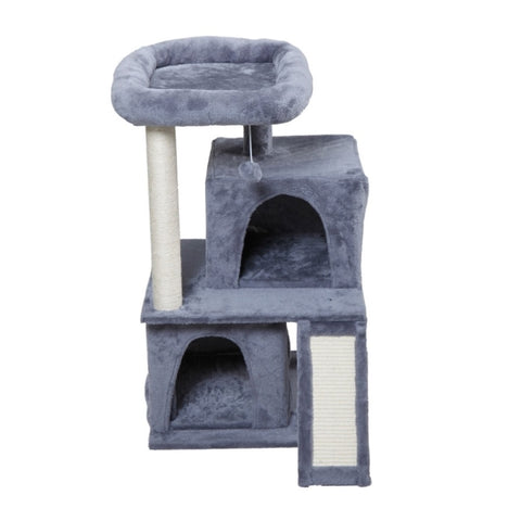 ZUN Double-layer cat Tree with cat house and ladder - light gray W104160770