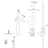 ZUN Dual Shower Head - 10 Inch Ceiling Mount Square Shower System with Rough-in Valve, Chrome W124357655