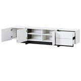 ZUN ON-TREND White & Black Contemporary Rectangle Design TV Stand, Unique Style TV WF300852AAK