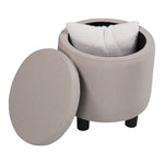 ZUN JST Home Decor Upholstered Round Fabric Tufted Footrest 1+1 Ottoman, Ottoman with Storage for Living W1958123691
