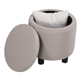 ZUN JST Home Decor Upholstered Round Fabric Tufted Footrest Ottoman, Ottoman with Storage for Living W1958125495