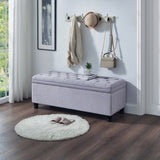 ZUN Upholstered tufted button storage bench ,Linen fabric entry bench with spindle wooden legs, Bed W2186P151309