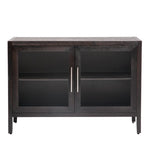 ZUN U-Style Wood Storage Cabinet with Two Tempered Glass Doors ,Four Legs and Adjustable Shelf,Suitable WF309060AAP