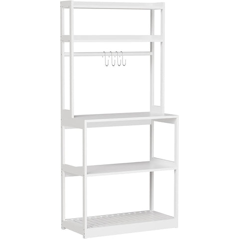 ZUN Bamboo Microwave Stand, Bakers Racks for Kitchens with Storage Shelves, 5 Tier Kitchen Stand with 4 59645494