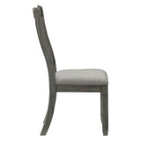 ZUN Casual Dining Height Side Chairs 2pc Antique Gray Wood Frame Fabric Upholstery B01143656