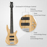 ZUN Full Size GIB 6 String H-H Pickup Electric Bass Guitar Bag Strap Pick 98853005