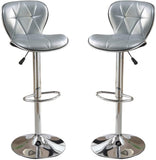 ZUN Silver / Grey Faux Leather PVC Stool Counter Height Chairs Set of 2 Adjustable Height Kitchen Island B01149737