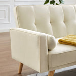 ZUN Mid-Century Beige Linen Fabric Chesterfield Sofa Couch, Modern Love Seats Sofa Furniture, W2272139382