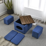 ZUN [Video] Welike 25"W Modern design hollow storage ottoman, upholstery, coffee table, two small W83456981