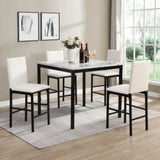 ZUN Transitional Counter Height Table 1pc White Faux Marble Metal Frame Dining Room Furniture B011133385