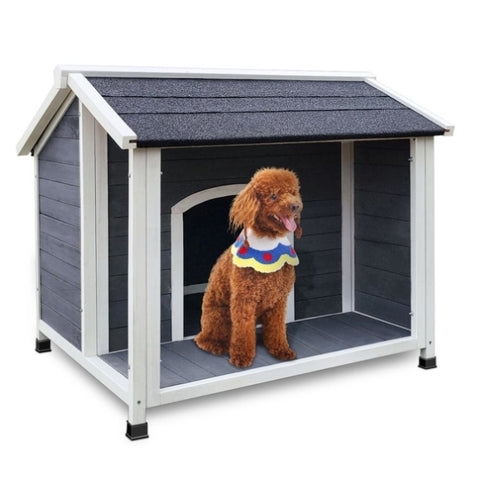 ZUN Outdoor Wooden Dog House, Waterproof Dog Cage, Windproof and Warm Dog Kennel, Dog Crates for Medium W773102531