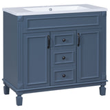 ZUN 36'' Bathroom Vanity without Top Sink, Royal Blue Cabinet only, Modern Bathroom Storage Cabinet with WF305078AAC