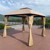 ZUN 10x10 Ft Outdoor Patio Garden Gazebo Canopy, Outdoor Shading, Gazebo Tent With Curtains W41941373