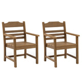 ZUN Patio Dining Chair with Armset Set of 2, HIPS Materialwith Imitation Wood Grain Wexture chair for W1209107725