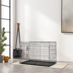 ZUN 36" Pet Kennel Cat Dog Folding Steel Crate Animal Playpen Wire Metal 26995370