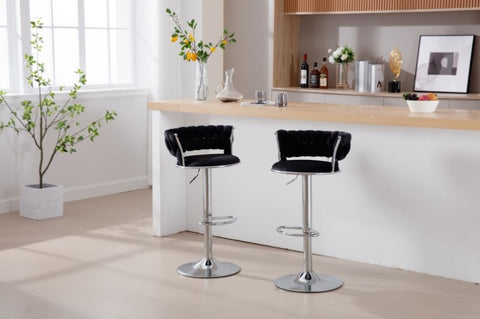 ZUN Set of 2 Bar Stools,with Chrome Footrest and Base Swivel Height Adjustable Mechanical Lifting Velvet W1249123963