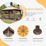 ZUN 10'x13' Gazebo, Outdoor Gazebo with Mosquito Netting, Metal Frame Double Roof Soft Top Patio Gazebo W1859112528