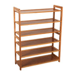 ZUN Concise Rectangle 6 Tiers Bamboo Shoe Rack Wood Color 70992386