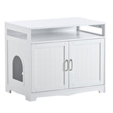 ZUN Litter Box Enclosure, Cat Litter Box Furniture with Hidden Plug, 2 Doors,Indoor Cat Washroom Storage W42090259