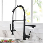 ZUN Commercial Kitchen Faucet Pull Down Sprayer Black and Nickel,Single Handle Kitchen Sink Faucet W1932126999