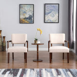 ZUN Fabric Accent Chair Set of 2 with Round Wood Table, Decorative Slipper Chair W1897110482