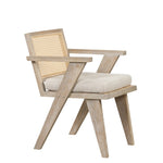 ZUN Mid-Century Accent Chair with Handcrafted Rattan Backrest and Padded Seat for Leisure, Bedroom, WF308348AAM