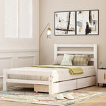 ZUN Wood platform bed with two drawers, twin WF192971AAK