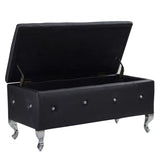 ZUN Upholstered Storage Ottoman Bench For Bedroom End Of Bed Faux Leather Rectangular Storage Benches W2268P146691