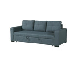 ZUN Sofa w Pull out Bed Convertible Sofa in Blue Grey Polyfiber HS00-F6532