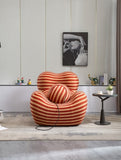 ZUN Barrel Chair with Ottoman, Mordern Comfy Stripe Chair for Living Room , Red & W1311112610