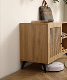 ZUN Modern Shoe-Storage Cabinet with Natural Rattan Mesh Door and Solid Wooden Handle 39.37inch W158183855