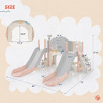 ZUN Kids Slide Playset Structure 7 in 1, Freestanding Spaceship Set with Slide, Arch Tunnel, Ring Toss PP322884AAH