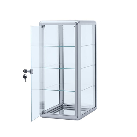 ZUN Tempered Glass Counter Top Display Showcase with Sliding Glass Door and Lock,Standard Aluminum W2221139488