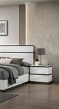ZUN Contemporary 1pc Nightstand White Color High Gloss Finish w/ Metallic Accents Bedside Table w USB B011P158089