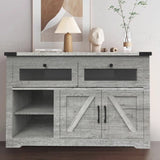 ZUN Modern wooden sideboard, kitchen buffet, built-in with adjustable laminate LED lights, 2 drawers W1705124222