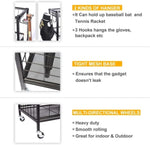 ZUN Sports Equipment Organizer, Sports Gear Basketball Storage with Baskets and Hooks,Ball Storage Rack, 38321058