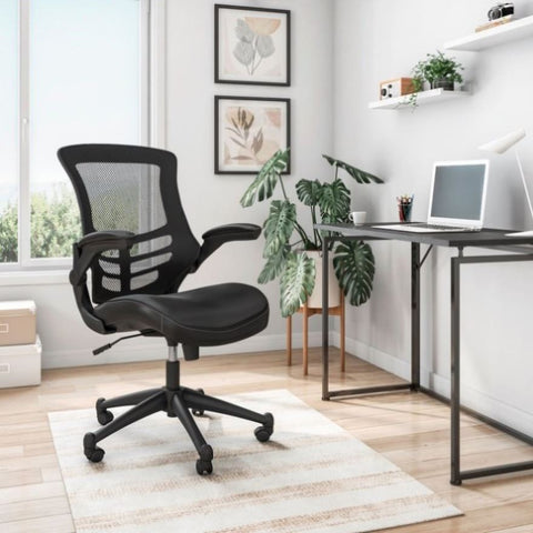 ZUN Techni Mobili Stylish Mid-Back Mesh Office Chair with Adjustable Arms, Black RTA-8070-BK