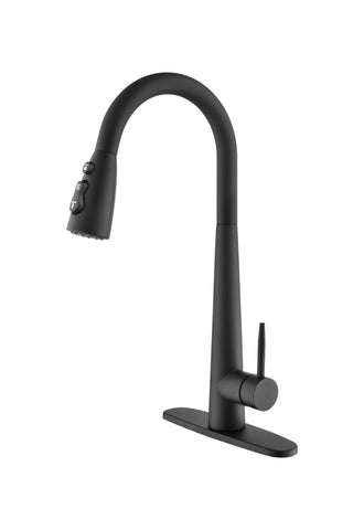 ZUN Kitchen Faucet with Pull Down Sprayer , High Arc Single Handle Kitchen Sink Faucet with Deck Plate, W92851732