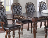 ZUN Formal 1pc Dining Table w 2x Leaves Only Brown Finish Antique Design Rubberwood Large Family Dining B011138667