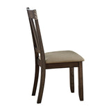 ZUN Brown Finish Side Chairs Set of 2pc Metal Banded Rivets Cotton Fabric Upholstered Dining Furniture B01143651