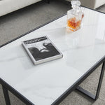 ZUN Minimalism rectangle coffee table,Black metal frame with sintered stone tabletop W24739717