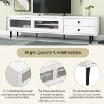 ZUN ON-TREND Chic Elegant Design TV Stand with Sliding Fluted Glass Doors, Slanted Drawers Media Console WF308423AAK