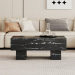 ZUN The black coffee table has patterns. Modern rectangular table, suitable for living rooms and W1151134965