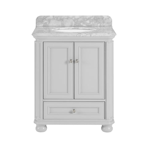 ZUN 30'' Bathroom Vanity with Carrara Natural Marble Top and Backsplash, Bathroom Storage Cabinet with W1059P155211