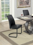 ZUN Contemporary Dark Gray Set of 2pc Side Chairs Kitchen Dining Room Metal U-Shaped Base Leatherette B011P145388