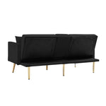 ZUN Black Velvet Futon Sofa Bed with Gold Metal Legs W58849089