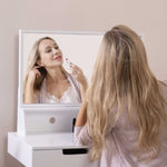 ZUN Wooden Mirror Vanity Desk Makeup Table,White GLD18067WH